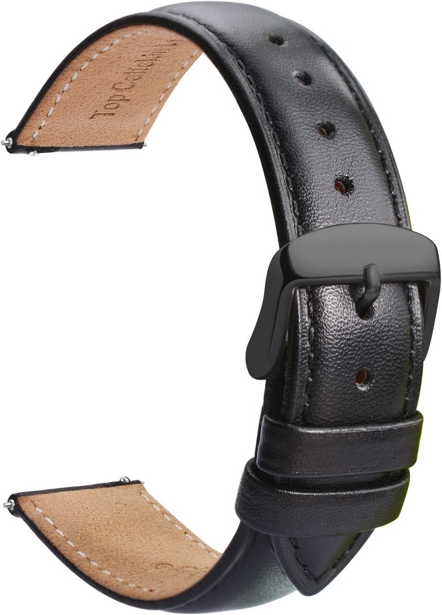 Leren horlogeband 20 mm - Bruine reservearmband met snelsluiting voor dames en heren - Sportarmband met gesp - Verkrijgbaar in 14 mm en 16 mm