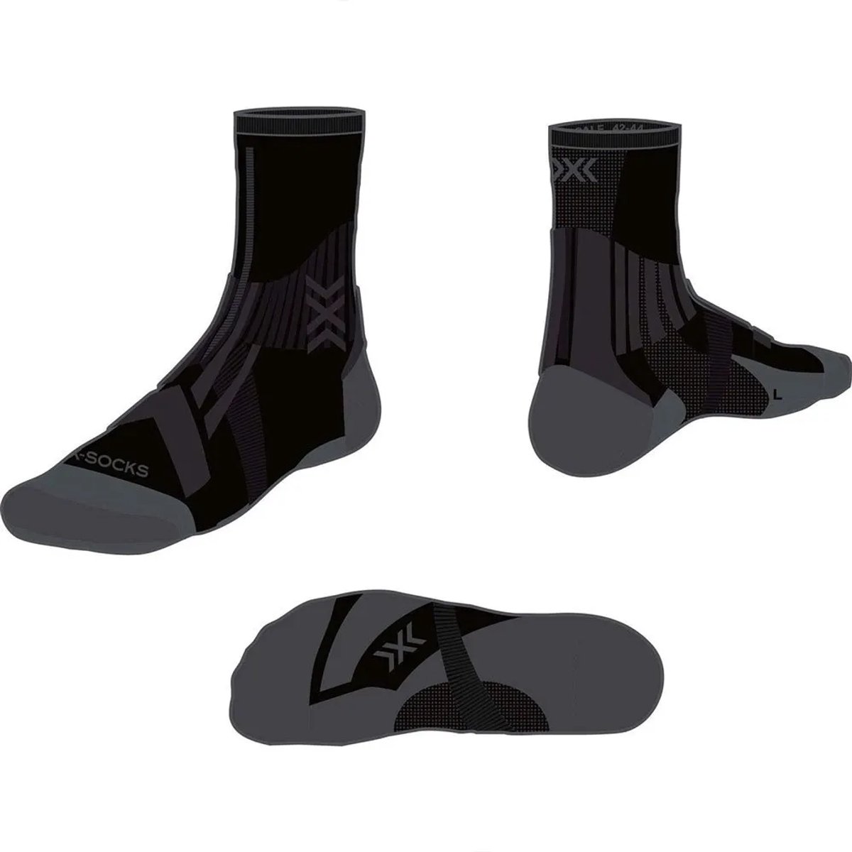 X-socks Trail Run Perform Crew Sokken Zwart
