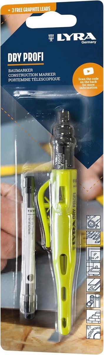 Constructiemarker met puntenslijper - 2-pack voor veelzijdige markeringen