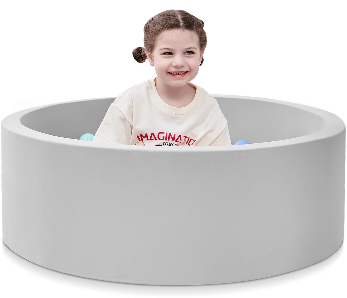 Kraftverdia Ballenbak - Zachte Grondbox Baby Met Sponsvulling - 90 cm - Grijs - Zonder Ballen