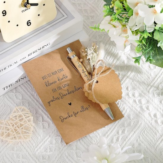 Tenare Bedankje Cadeaus Houten balpen met spreuk, citaten, drukbalpen met geschenkdoos, geluksstift voor collega's, leraren, gasten (geluksstift