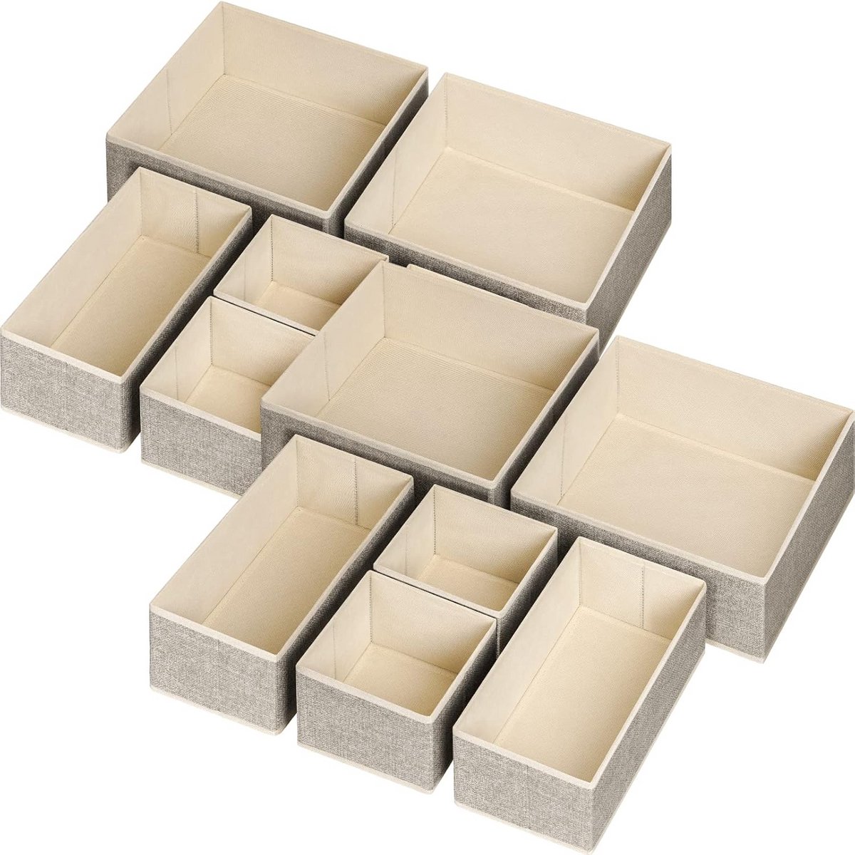 Set van 12 Opvouwbare Lade-Organizers voor Kleding en Kast - Slaapkamer Opslagbakken