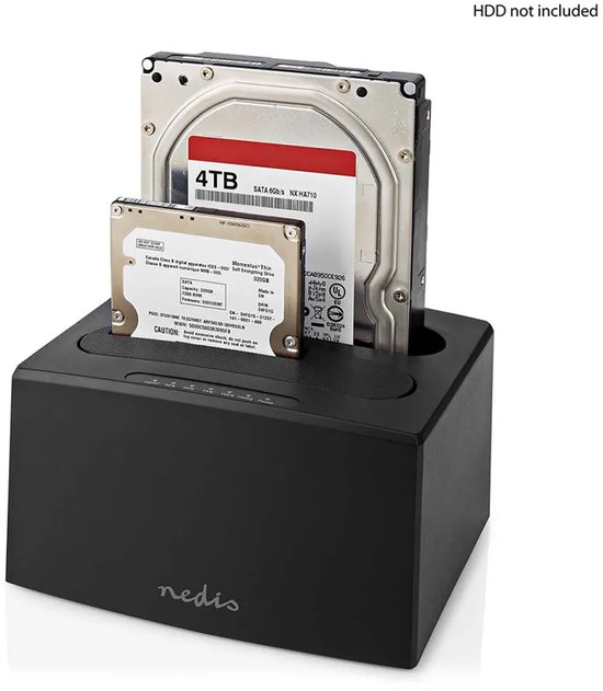 Nedis Docking Station voor Harde Schijf - USB 3.2 Gen1 - USB Type-A - 2 Schijven - 2.5 / 3.5 " - Kaartlezer - Docking - Desktop
