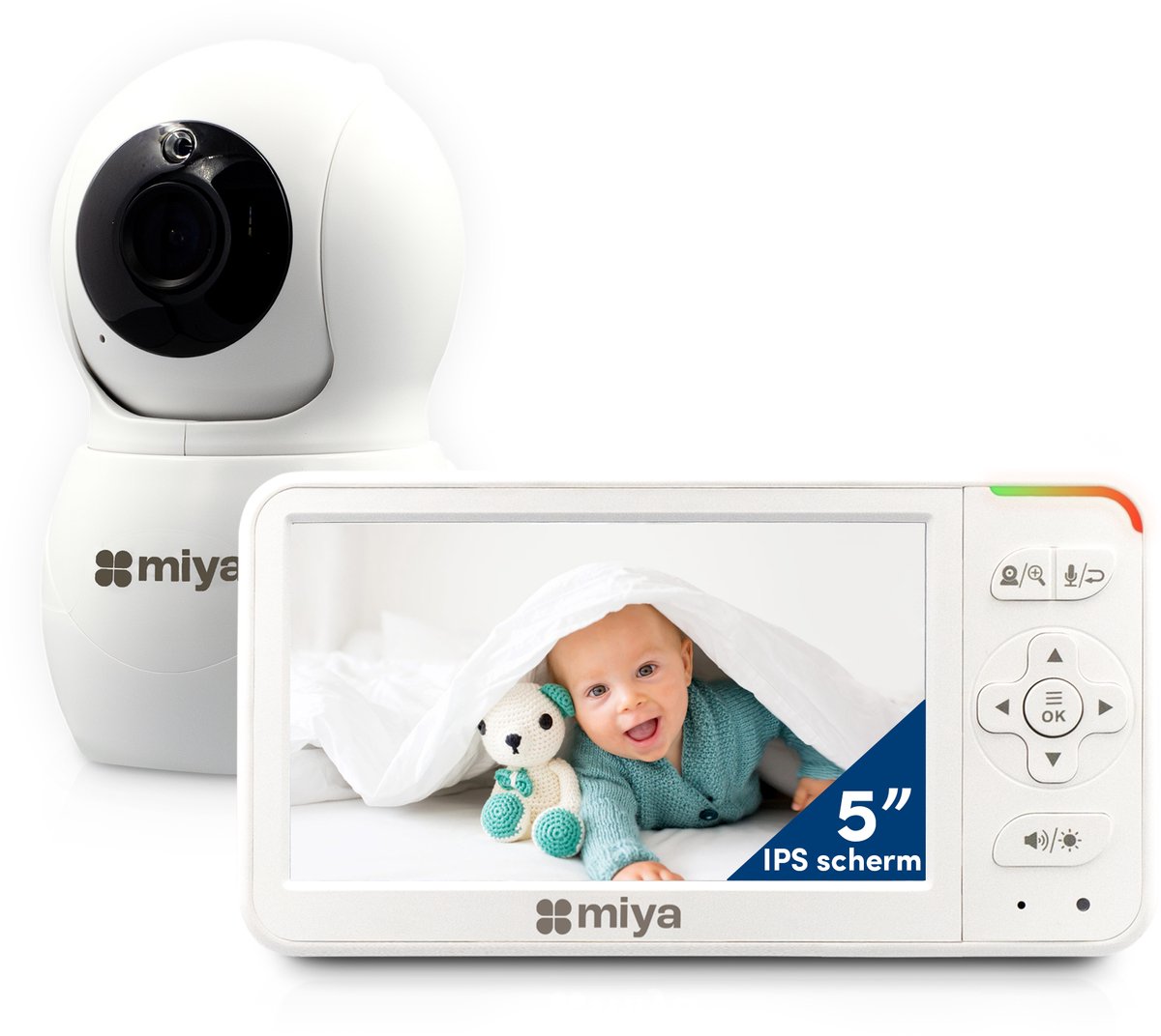 Miya M53 Babyfoon met Camera - 5 Inch IPS Scherm