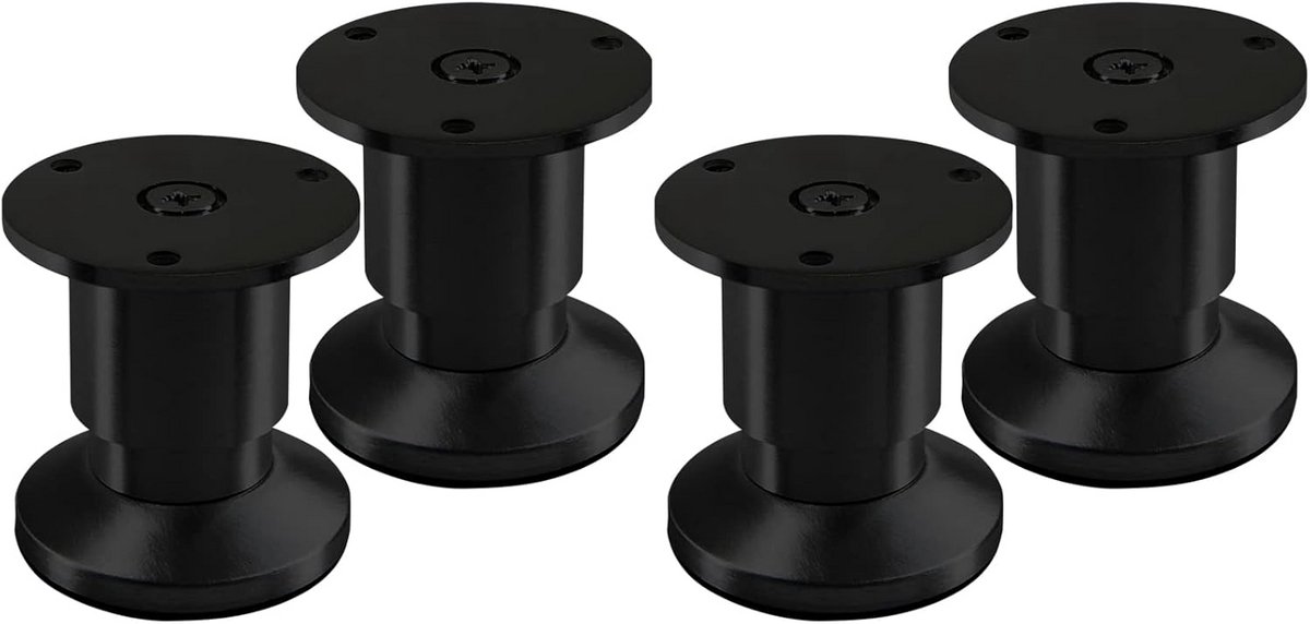 4x Stuks Verstelbare Zwarte Meubelmontagepoten Hoogte 80mm