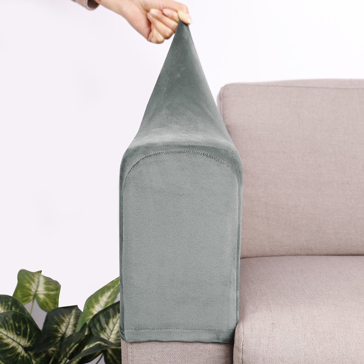 Armleuninghoezen Bank - Fauteuilhoezen Bank - Meubels Beschermen - Zacht Polyester Stof - 48.7-53.3 cm - Lichtgrijs