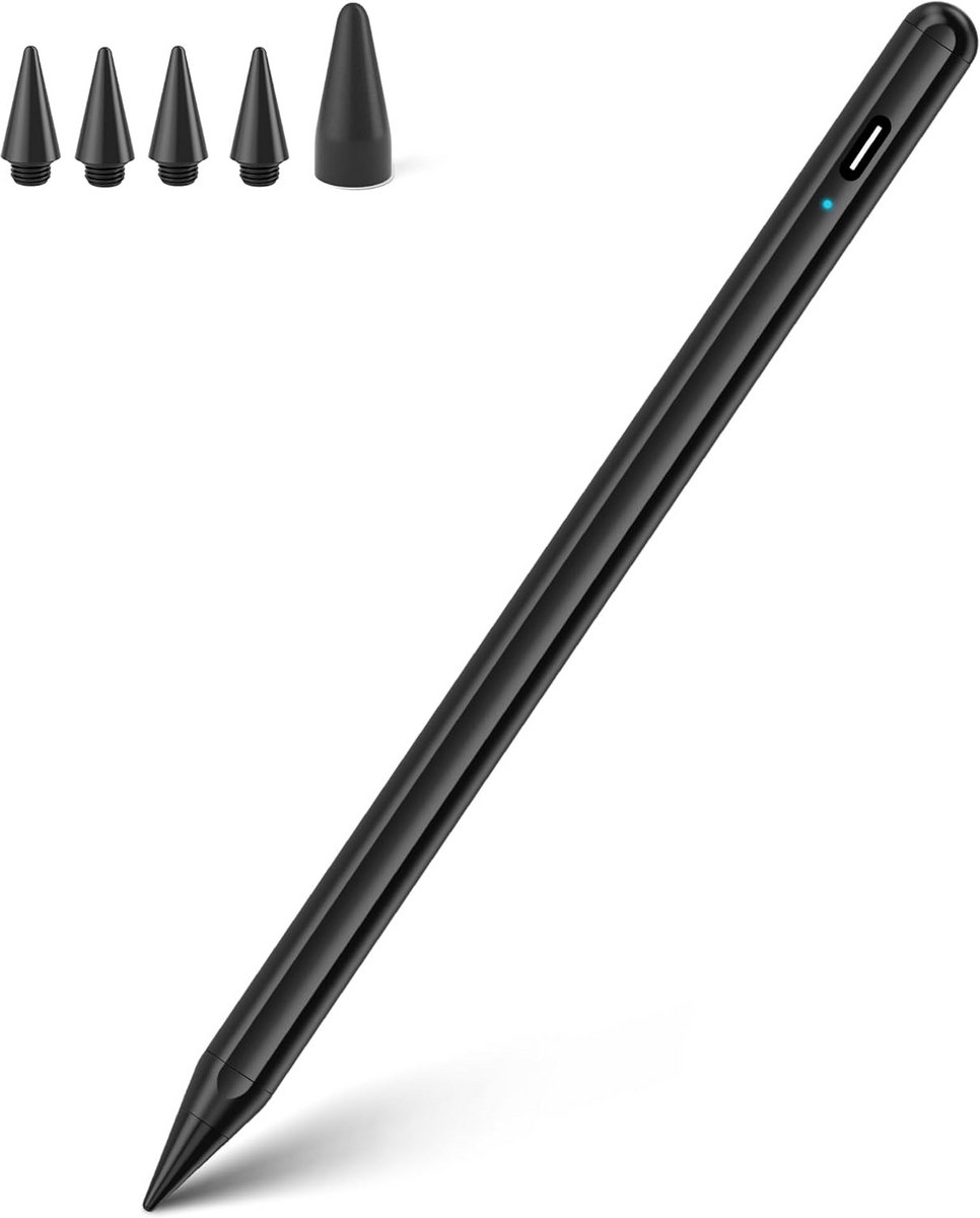 Stylus Pen 2nd Generation met Palm Rejection voor iPad 6/7/8/9/10 en Air/Mini/Pro modellen - Zwart