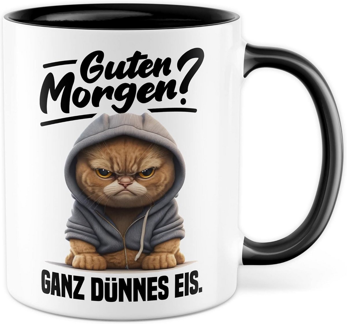 Grappige mok met kat en ochtendtekst - witte koffiemok voor kattenliefhebbers