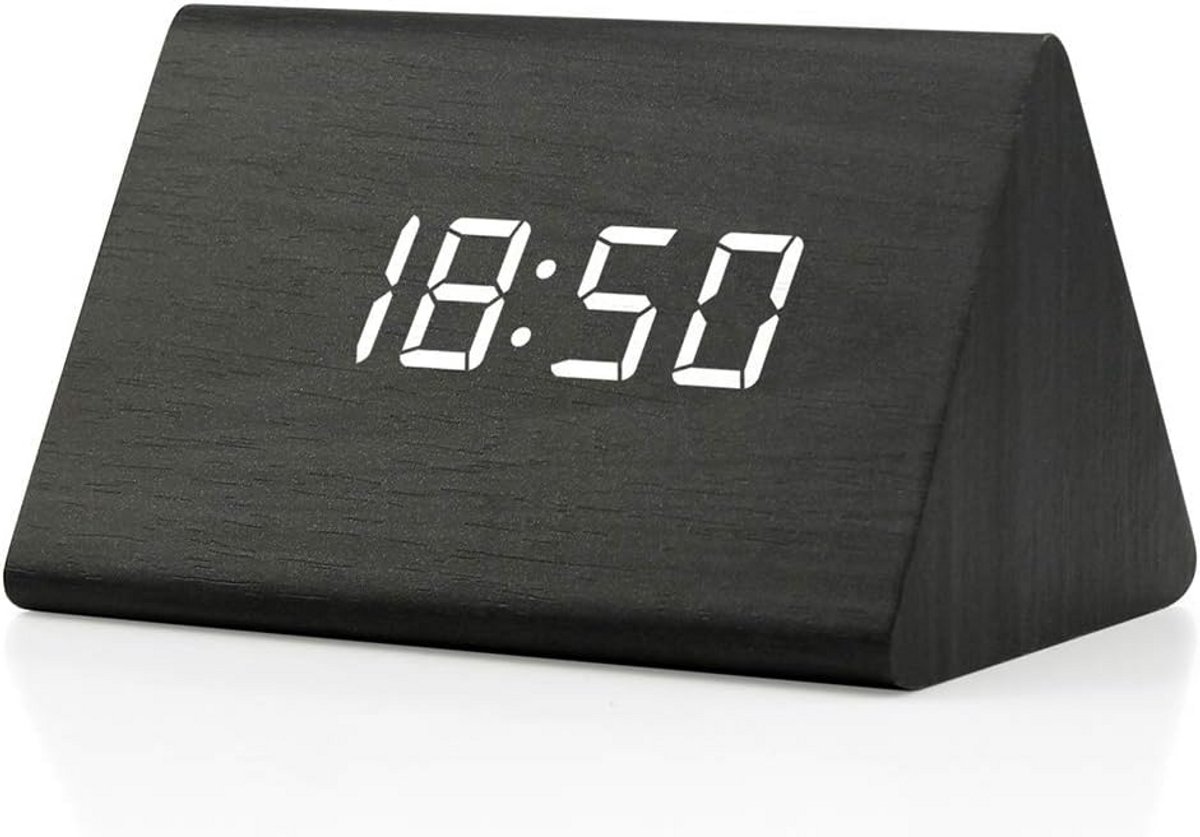 Digitale Houten Tafelklok met LED Display - Alarm, Thermometer en Kalenderfunctie