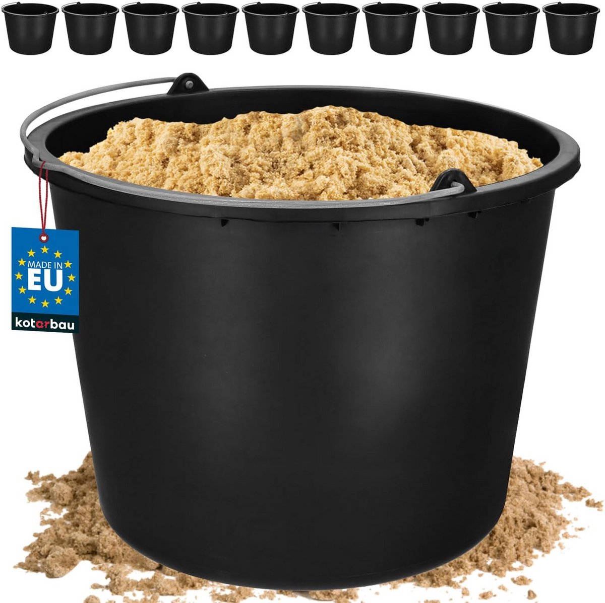 Set van 10 Robuuste Bouwemmers (20 Liter) - Sterke Cement- en Mortelemmer voor Bouw en Tuin
