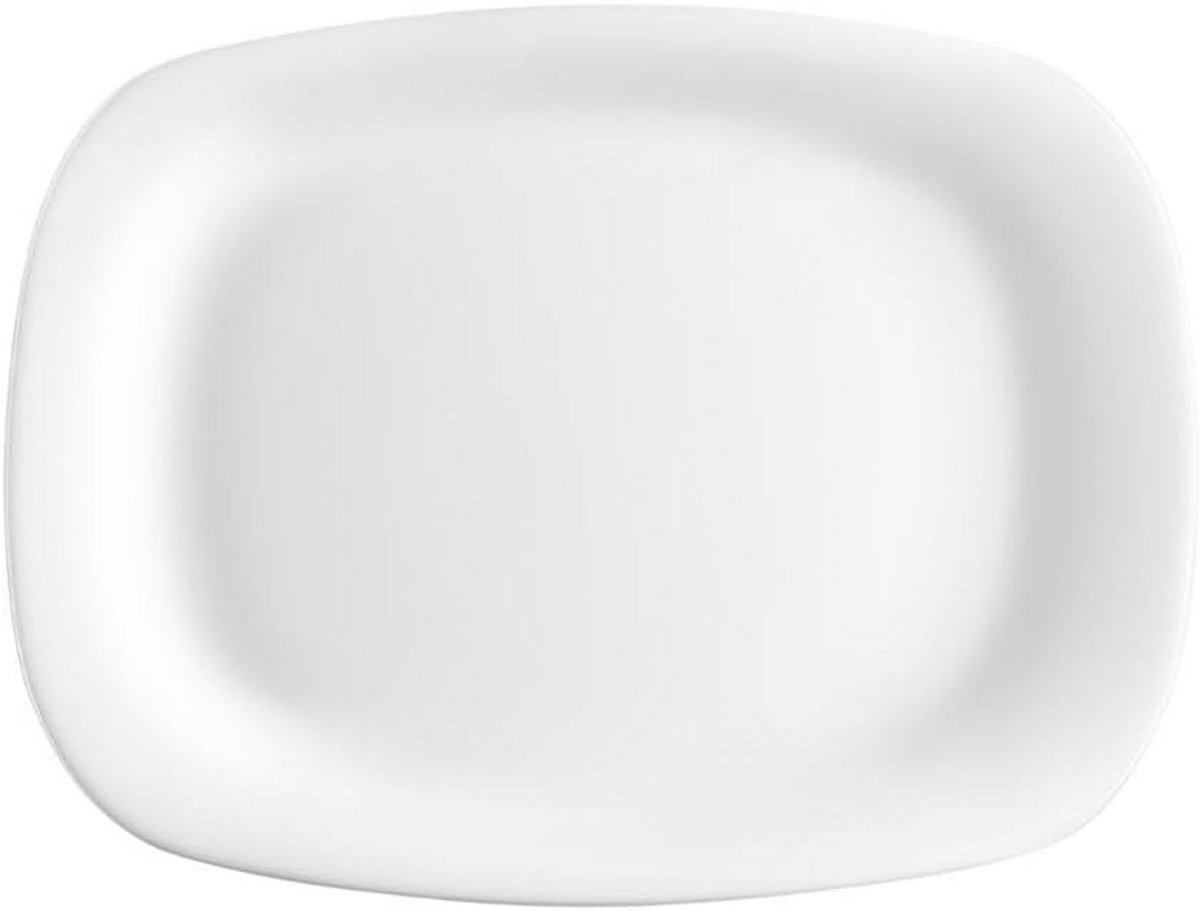 Set Rechthoekige Borden van Opaalglas, Wit Servies, 18 x 21 cm