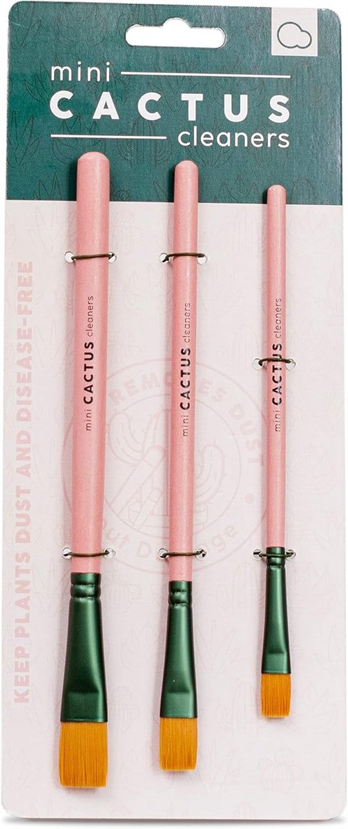 Set van 3 Cactus Borstels - Mini Plantenreiniger voor Stof en Vuil