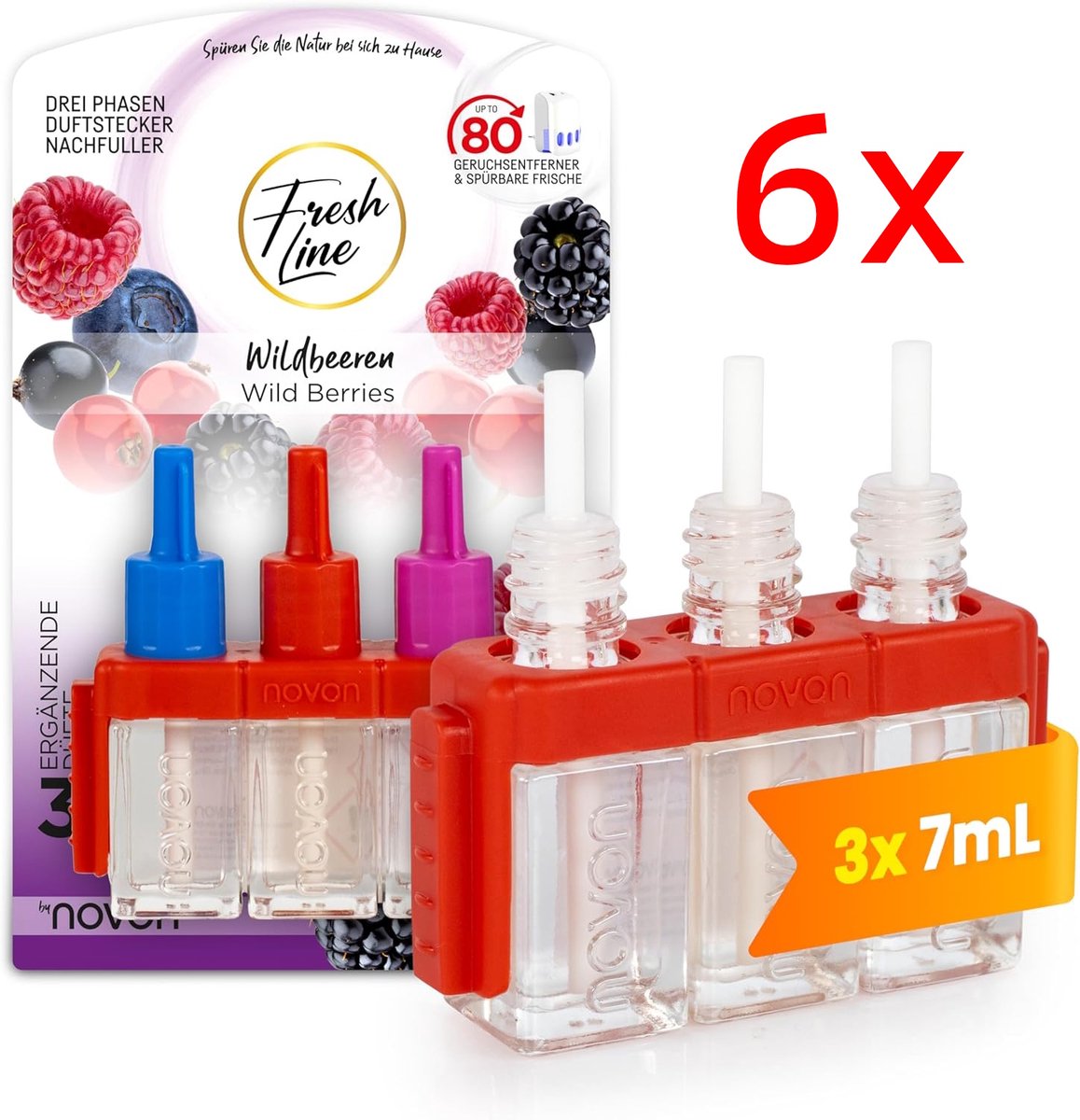 Fresh Line® - Luchtverfrisser Navullingen 6 stuks - Wild Berries - Werkt met Ambi pur/Ferbreze 3VOLUTION