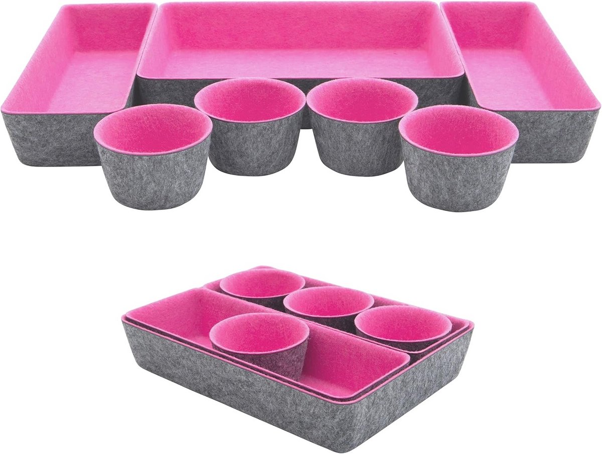 Set van 7 Opbergladen Organizer voor Bureau en Lades - Roze
