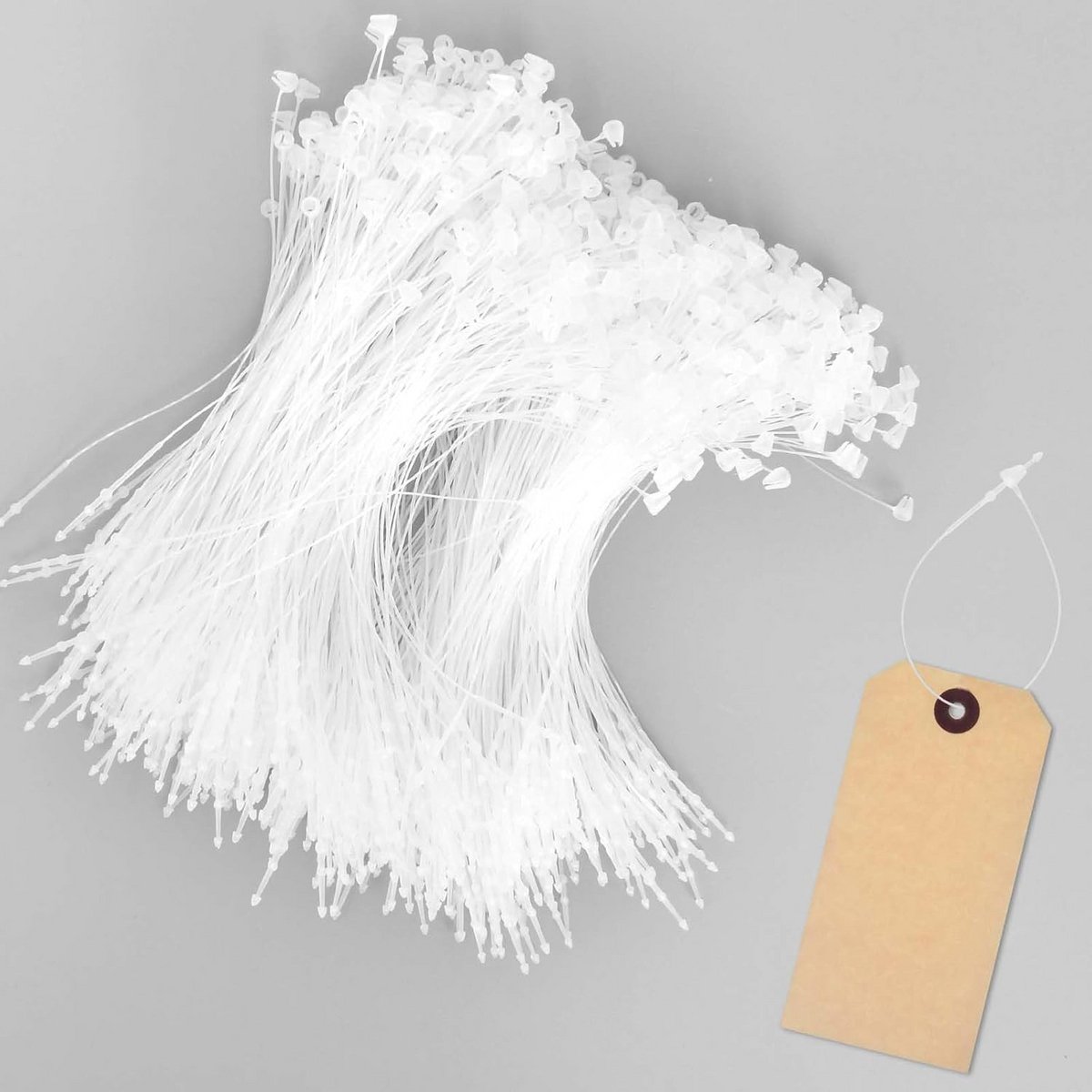 1000 Stuks Kunststof Etiketten met Veiligheidsdraad, 12,5 cm Sluitingen voor Prijskaartjes, Kleding en Accessoires (Wit)
