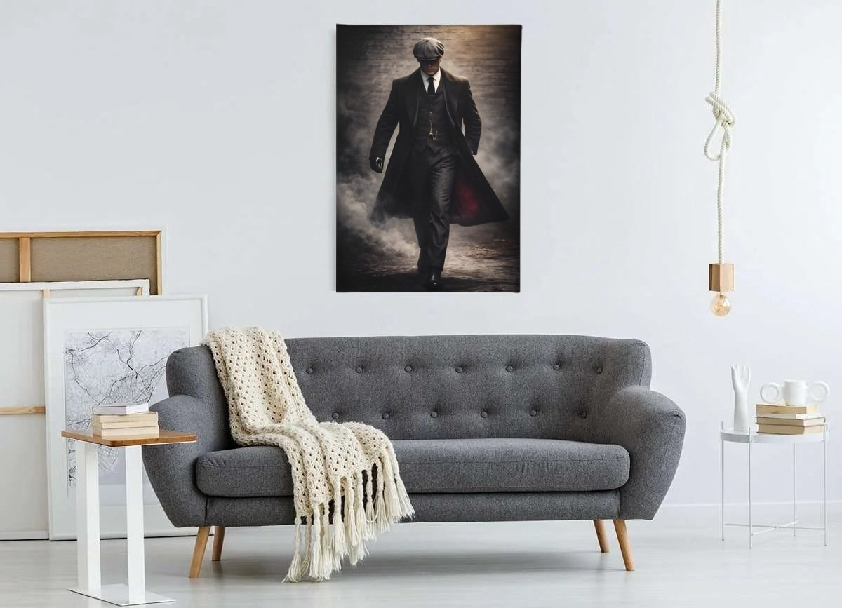 Trendex Global Canvas schilderij Gangster stijl – Maffia art - Donkere elegantie muurdecoratie - 150x100 cm Zwart