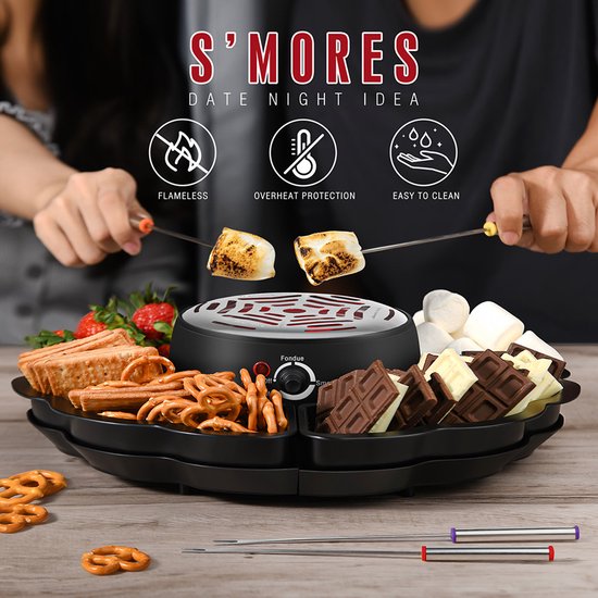 2-in-1 Geïntegreerde Elektrische Hotpot Set - Marshmallow Maker - Losneembare Tray - 4 Houders voor Grillstokjes - Vaste Marshmallow Station - Chocolade Smeltpot — afbeelding 5