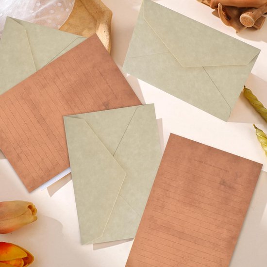 44 stuks vintage briefpapier met envelop, briefpapierset met 12 enveloppen en 12 waszegels, zelfklevend en 20 A5 briefpapier, vintage papier, liefdesbrief, bruiloft, verjaardag