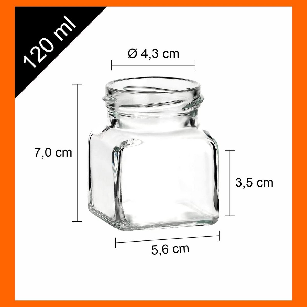 Set van 24 Vierkante Inmaakpotten 120 ml met Schroefdeksel voor Jam en Kruiden