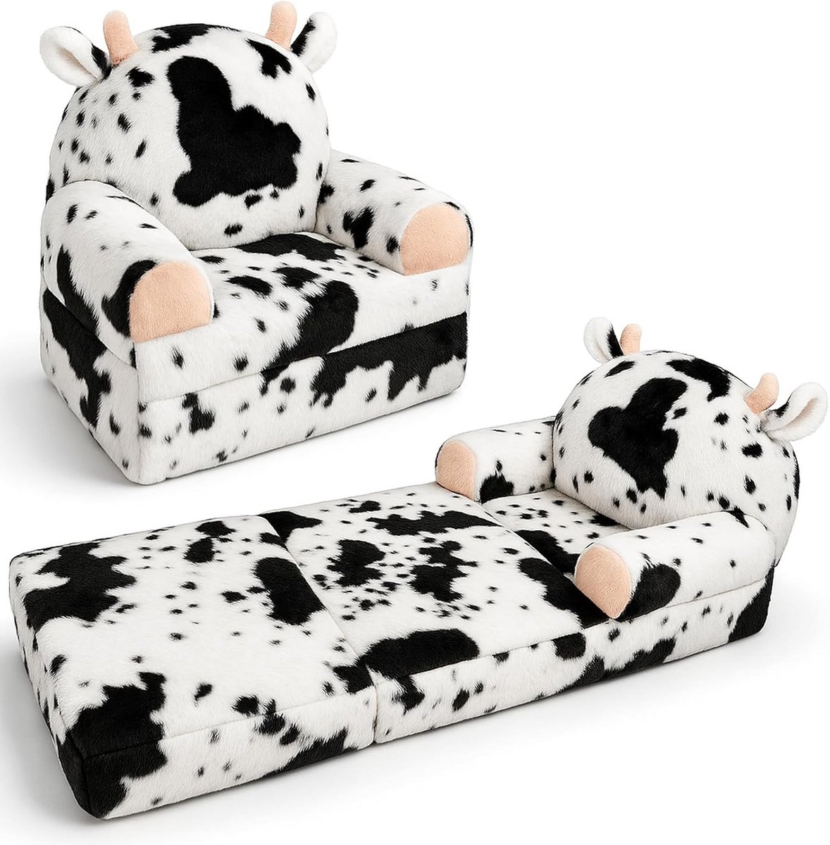 Pluche Kinderfauteuil en Slaapbank voor Peuters (1-3 jaar) - Afneembare & Wasbare Hoes