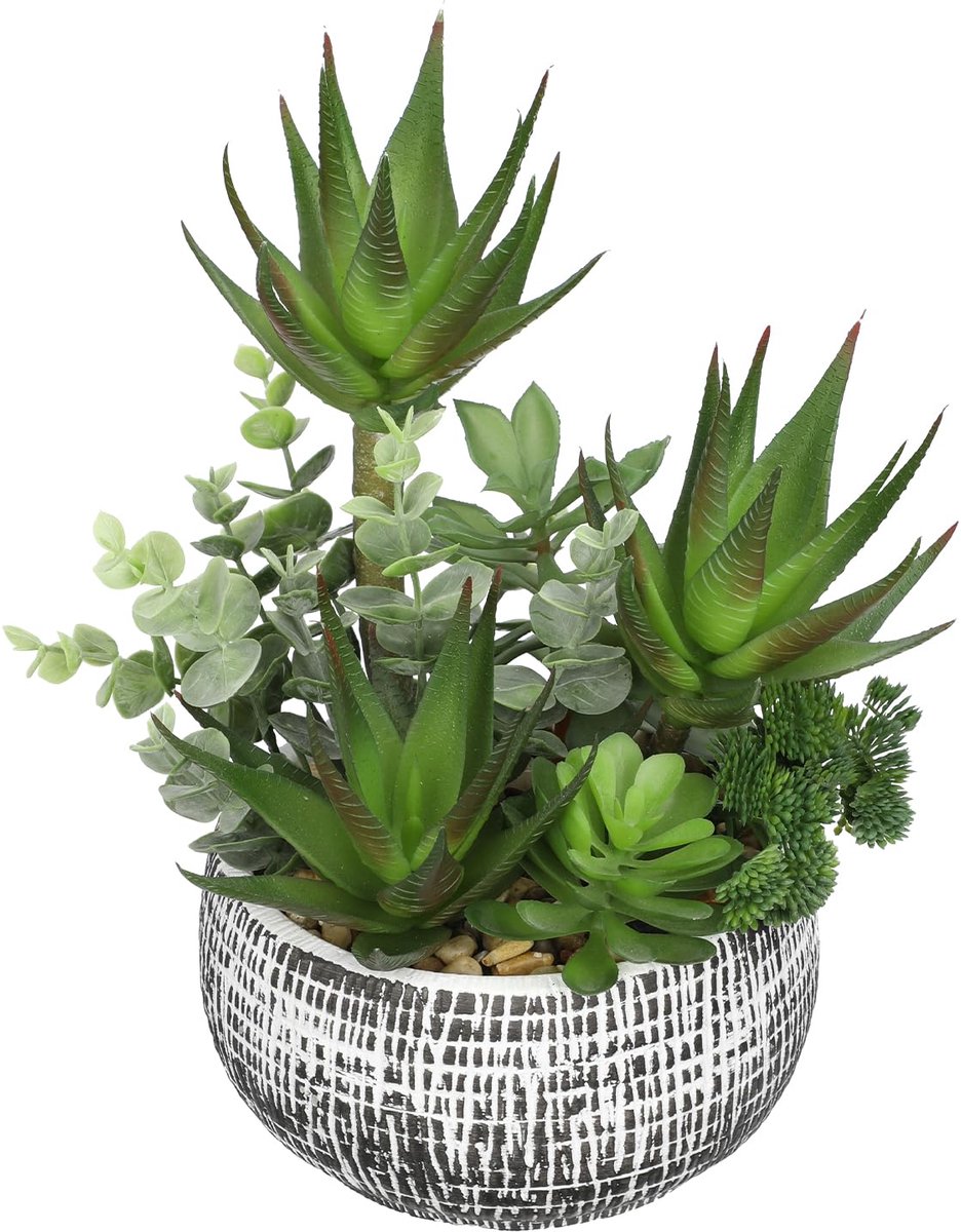 Unyqoos Decoratieve kunstvetplanten in keramische pot voor huis en kantoor, groente, 29 cm