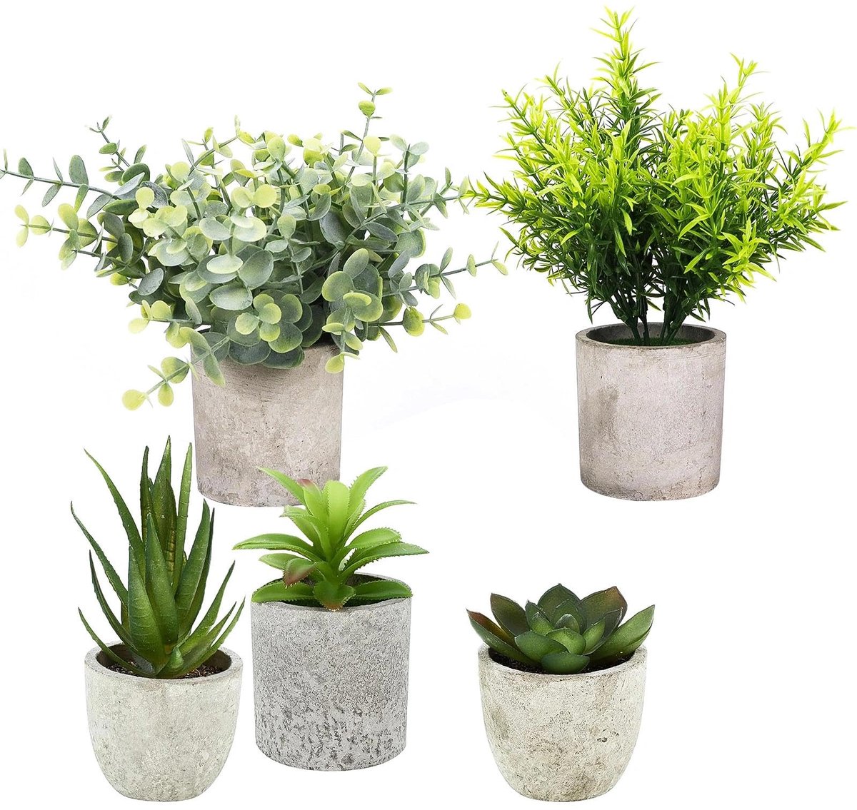 Unyqoos Set van vijf realistische kunstplanten voor decoratie in elke ruimte, groente, 21cm, stuks 5