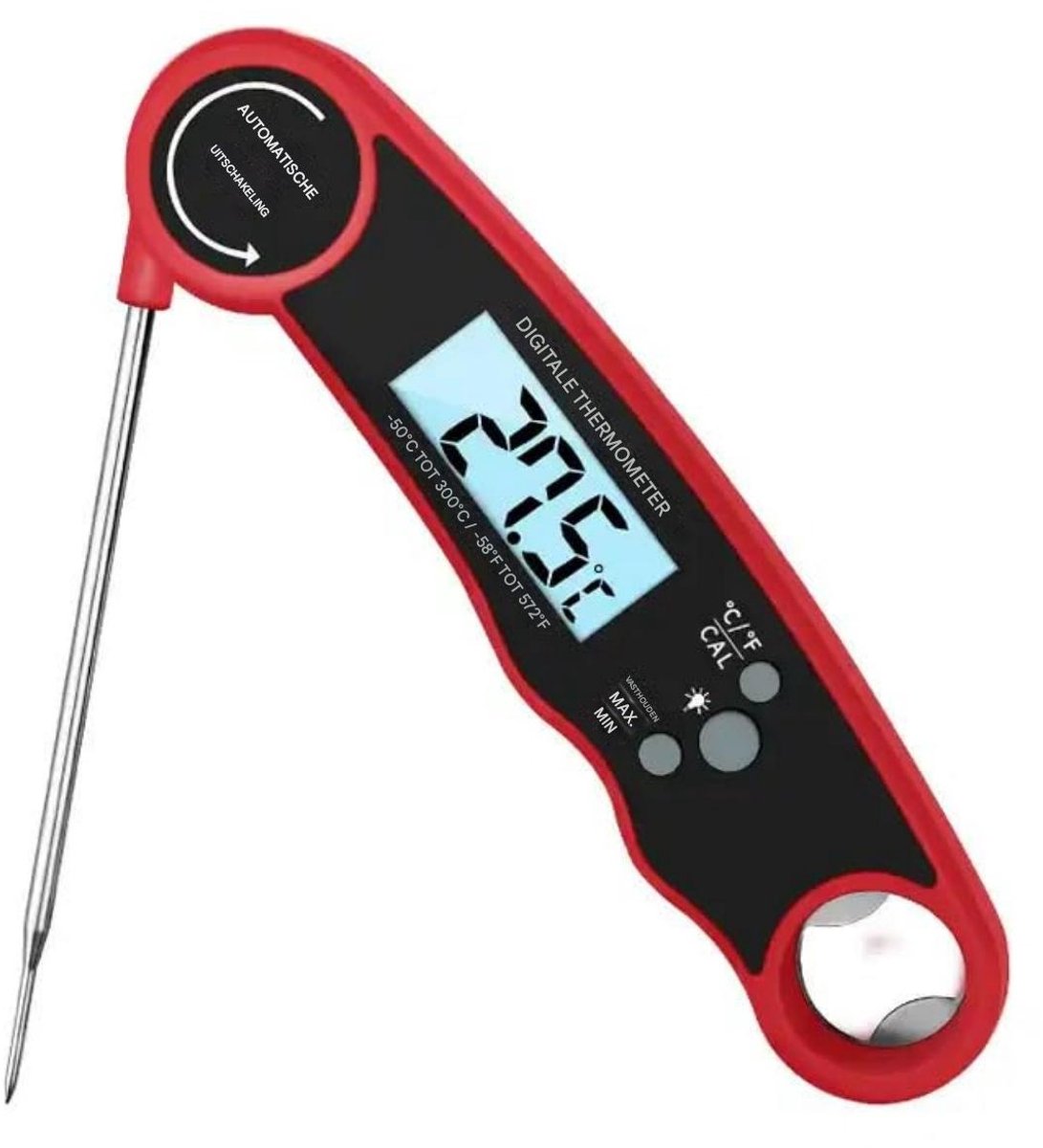 GELLDG Digitale vleesthermometer - Direct afleesbare grillthermometer - Oventhermometer - Wijzerthermometer - Geschikt voor keukens, grills, ovens en bakken - Rood