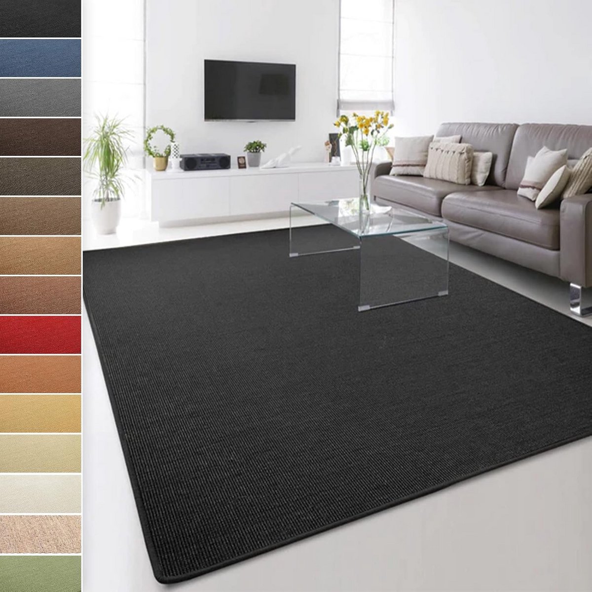 Sisal vloerkleed Zwart 200x300 cm - Duurzaam en Geschikt voor Vloerverwarming