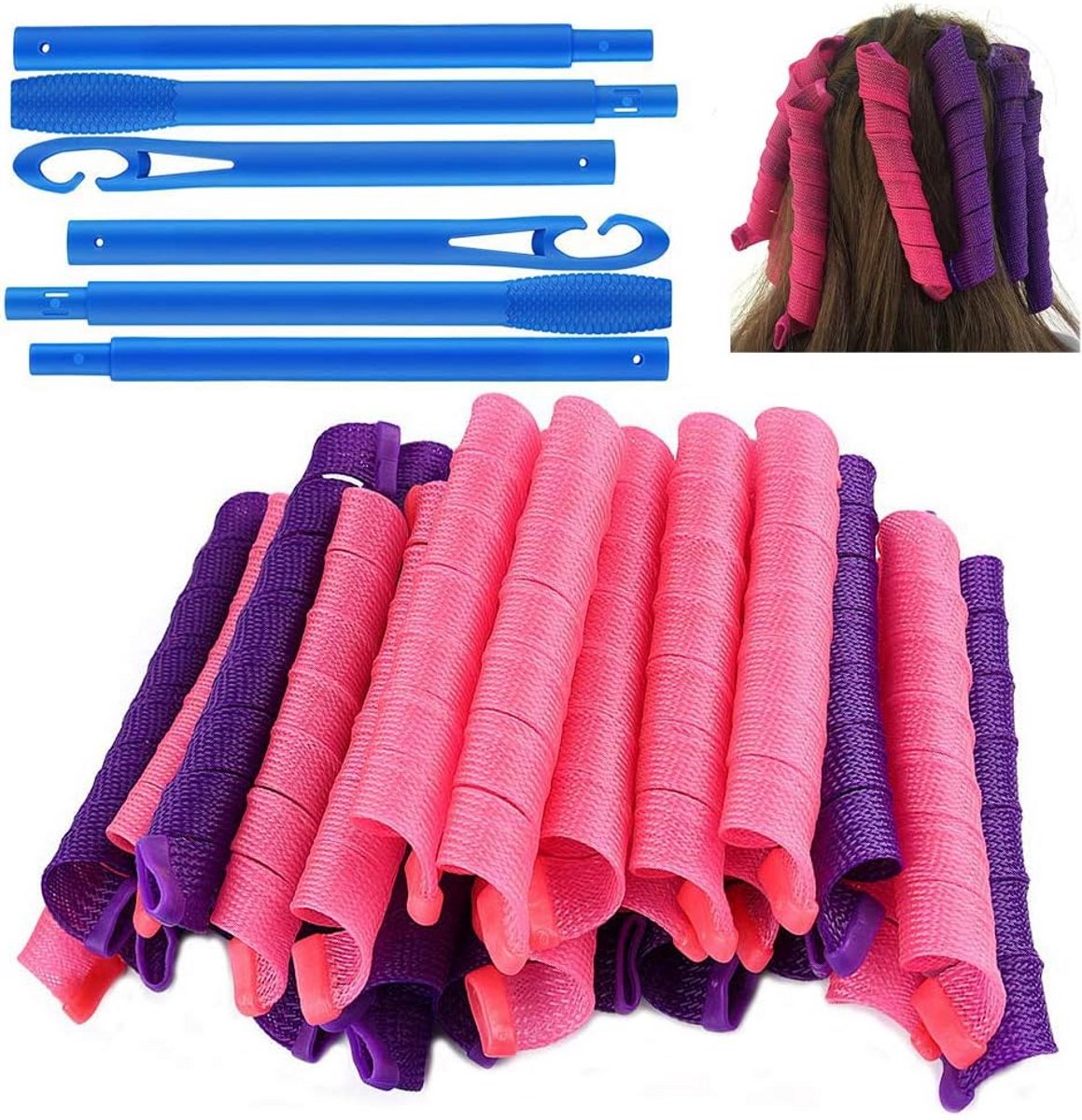 Set van 40 Hittevrije Krulspelden voor 's Nachts met Styling Haken (55 cm)
