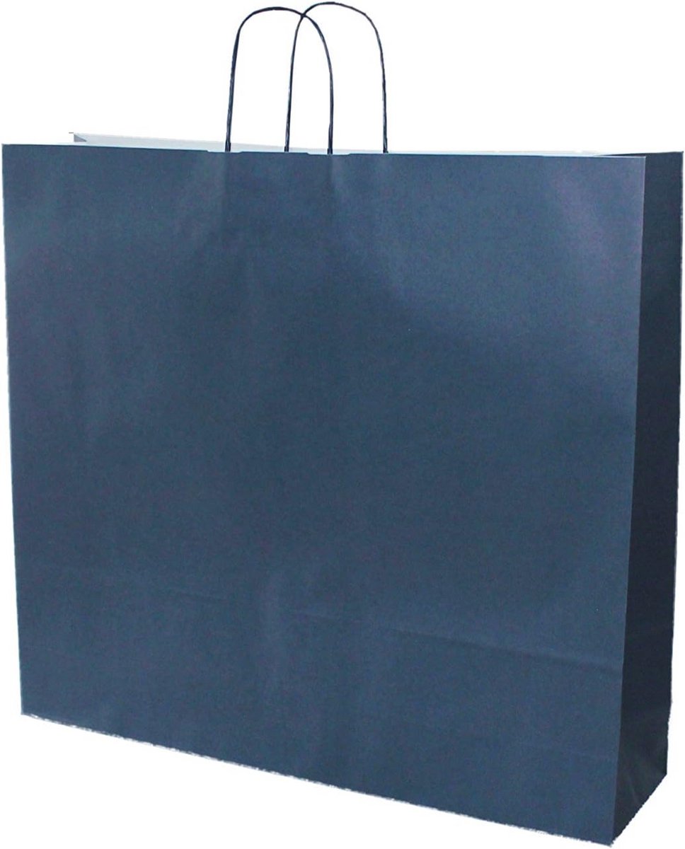 Extra Grote Papieren Draagtassen met Stevig Koord - Donkerblauw (25 Stuks) - Cadeautas