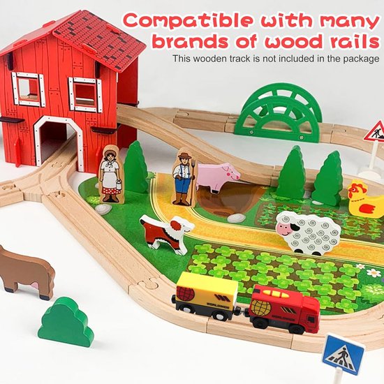 LALAFINA Houten Treinbrug – Accessoire Voor Treinsets, 29x12x7,5 Cm, Voor Jongens En Meisjes Vanaf 3 Jaar
