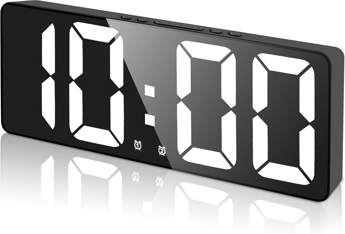 Digitale Wekker met Groot LED Display - 2 Alarmen, Dimbaar Licht & Spraakbediening