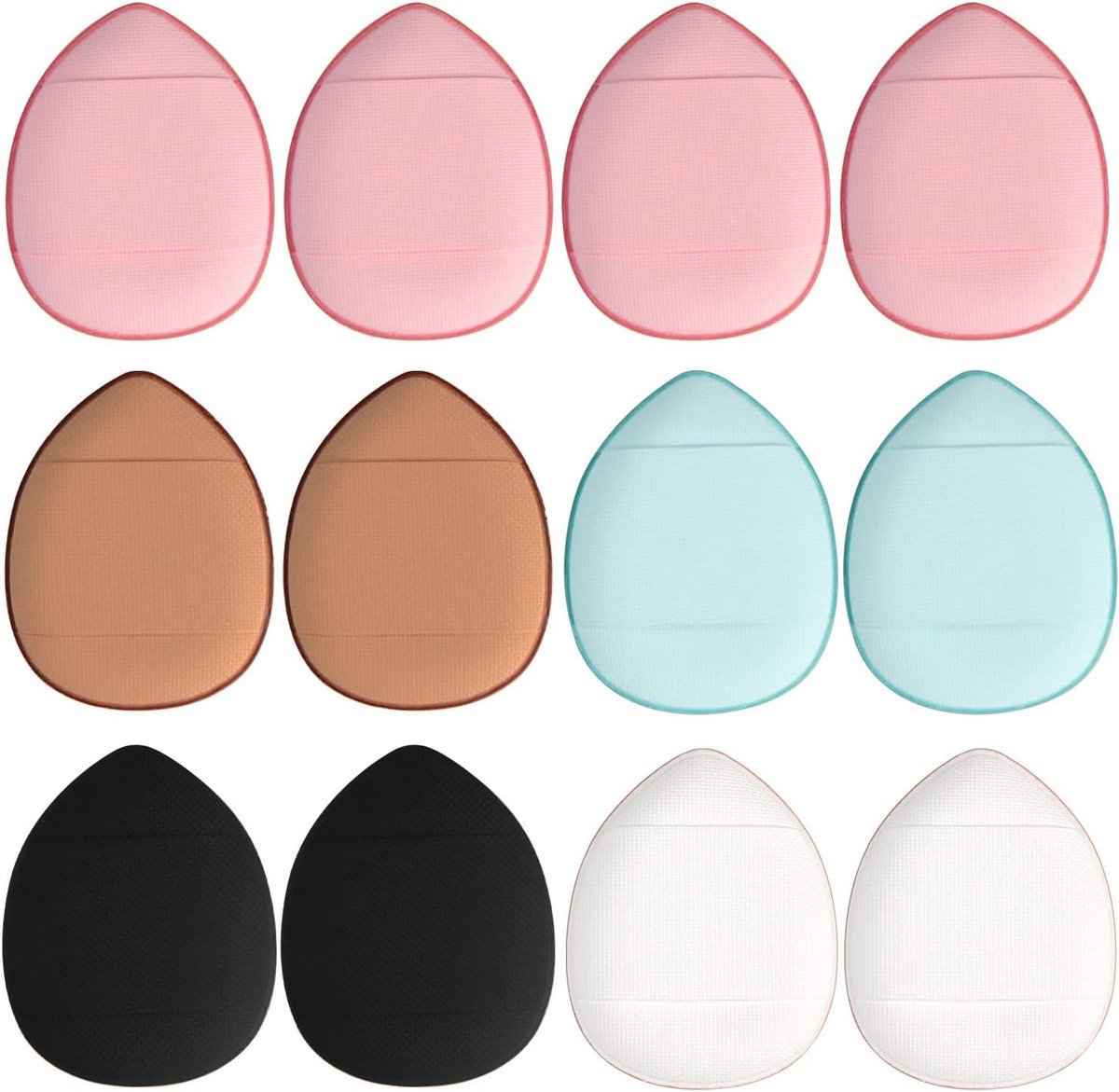 12 Stuks Mini Make-up Poefjes Set voor Foundation, Concealer en Oogschaduw - 5 Kleuren