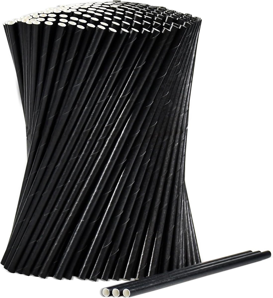1000 Zwarte Papieren Rietjes - 19.8 cm - Sterk & Duurzaam voor Horeca