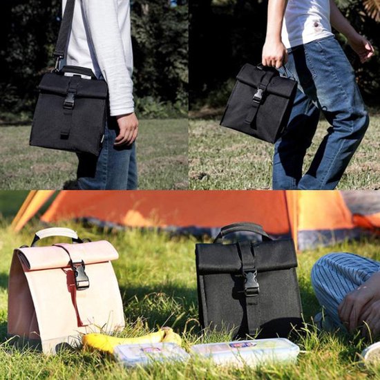 Kleine geïsoleerde tassen, grote lunchtassen, geïsoleerde tassen met rolsluiting van 10 liter, picknicktassen, uitbreidbare kleine geïsoleerde tassen, geschikt voor picknicks en het vervoeren van eten, zwart. van TEG忙N — afbeelding 4