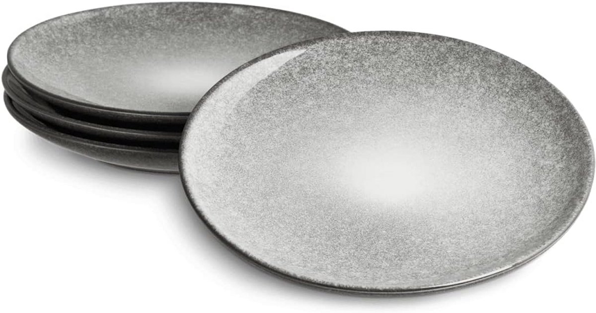 Set van 4 Ontbijtborden Aardewerk Grijs 20 cm - Vaatwasmachinebestendig