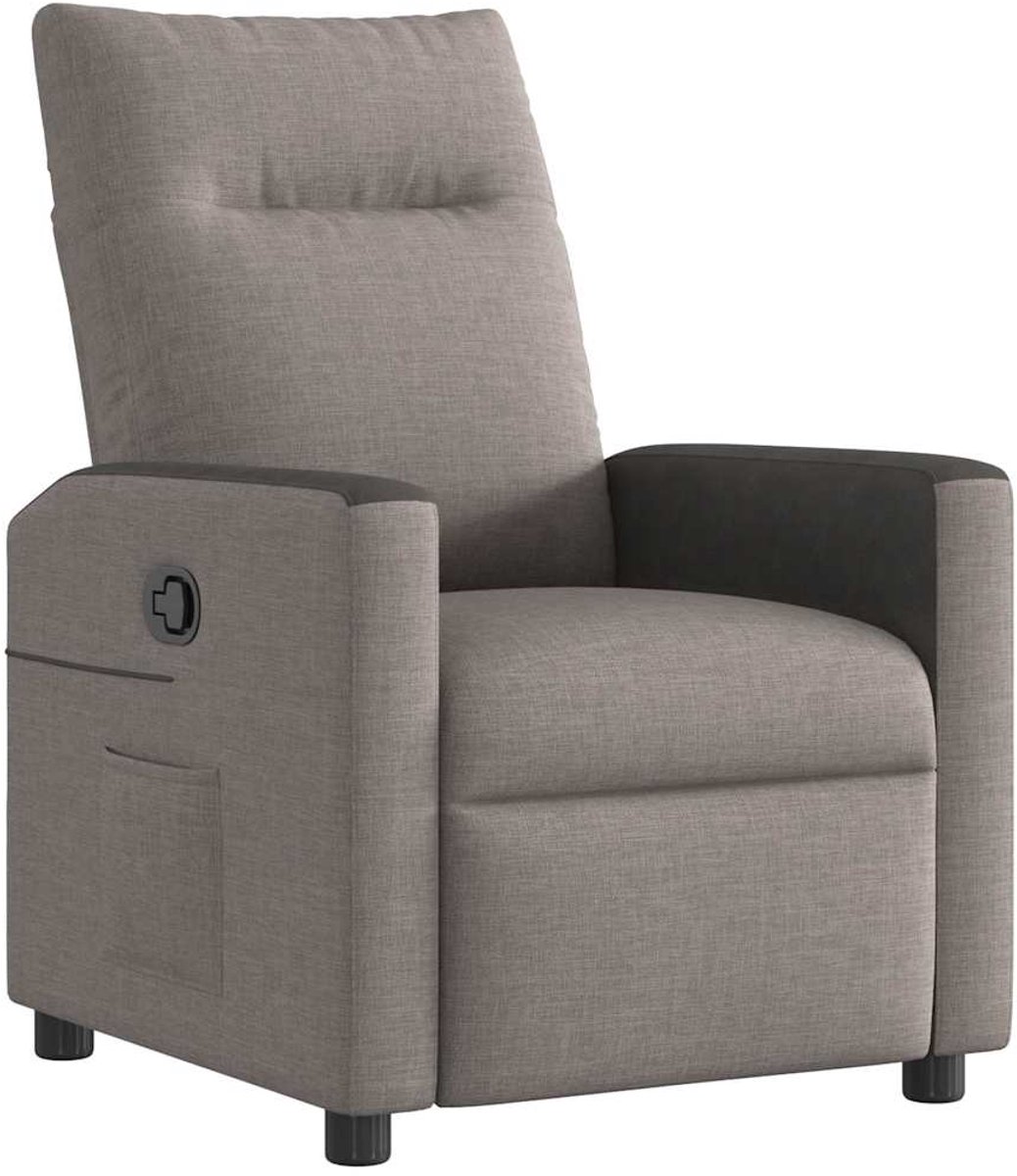 vidaXL Fauteuil - verstelbaar - stof - taupe taupe en zwart