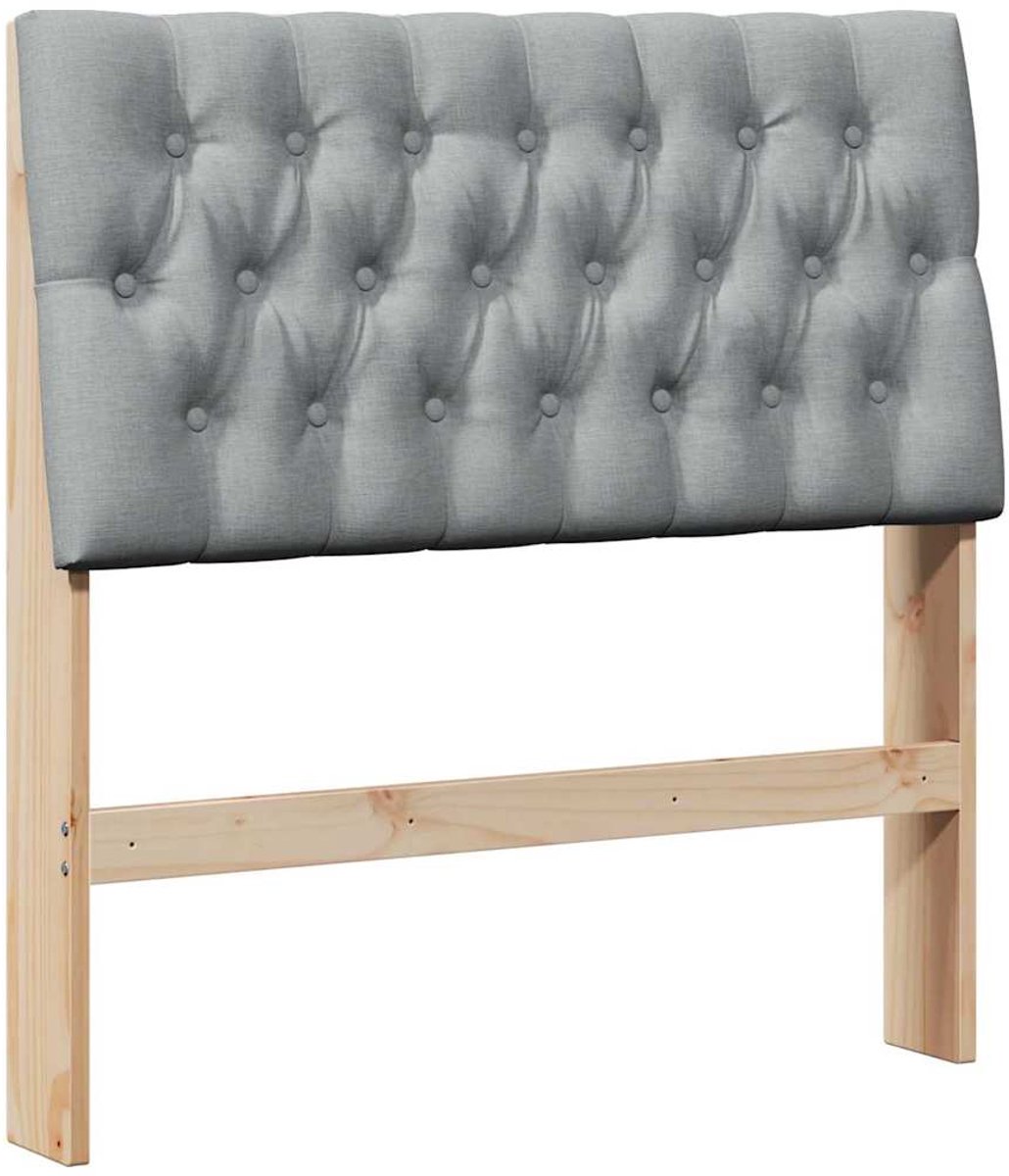 vidaXL Gestoffeerd - hoofdbord - Lichtgrijs - 90 - cm - Massief - grenenhout