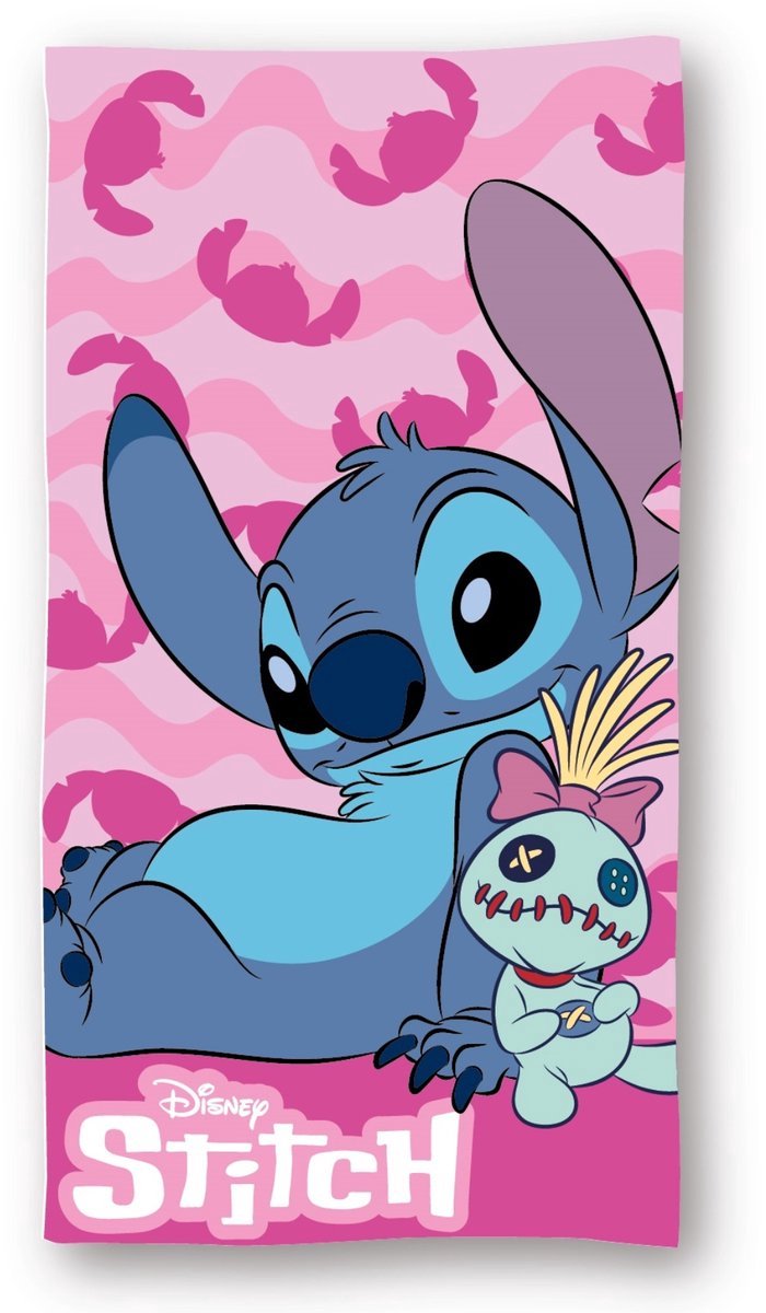 Stitch strandlaken heart Roze 70 x 140 cm polyester