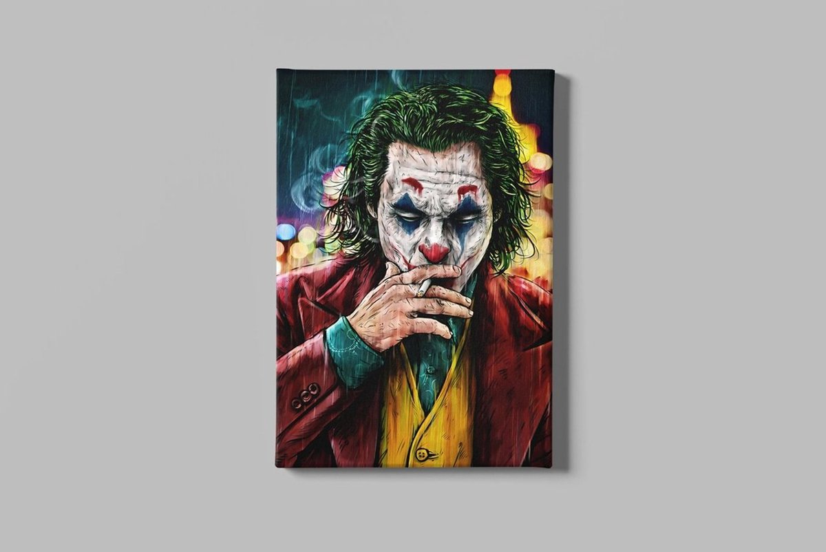 Trendex Global Canvas Schilderij - Pop Art - Donker stadsfiguur portret – Moderne wanddecoratie - 60x40 cm Kleurrijk
