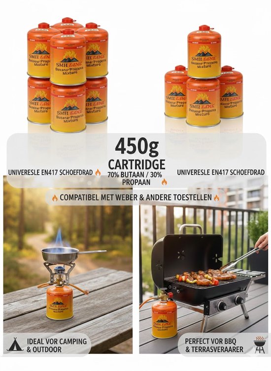 SMH LINE Gascartridge 500g EN417 - butaan/propaan gas voor kamperen - 24x van SMH LINE® — afbeelding 2