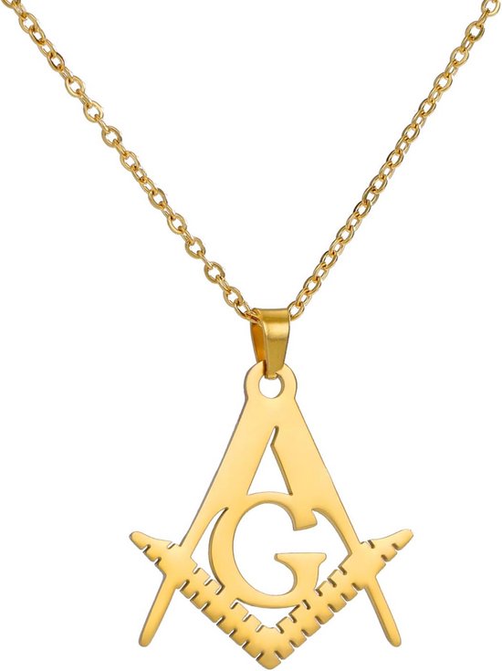 Pendentif Chaîne Symbole Franc-maçon Acier Inoxydable pour Hommes et Femmes