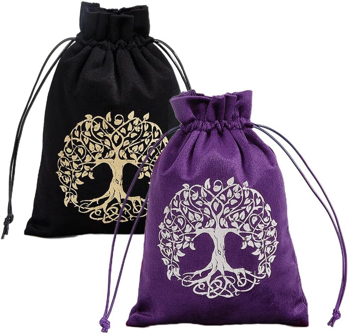 2 Stuks Tarotkaarten Opbergtas Fluweel voor Kristallen Sieraden en Dobbelstenen