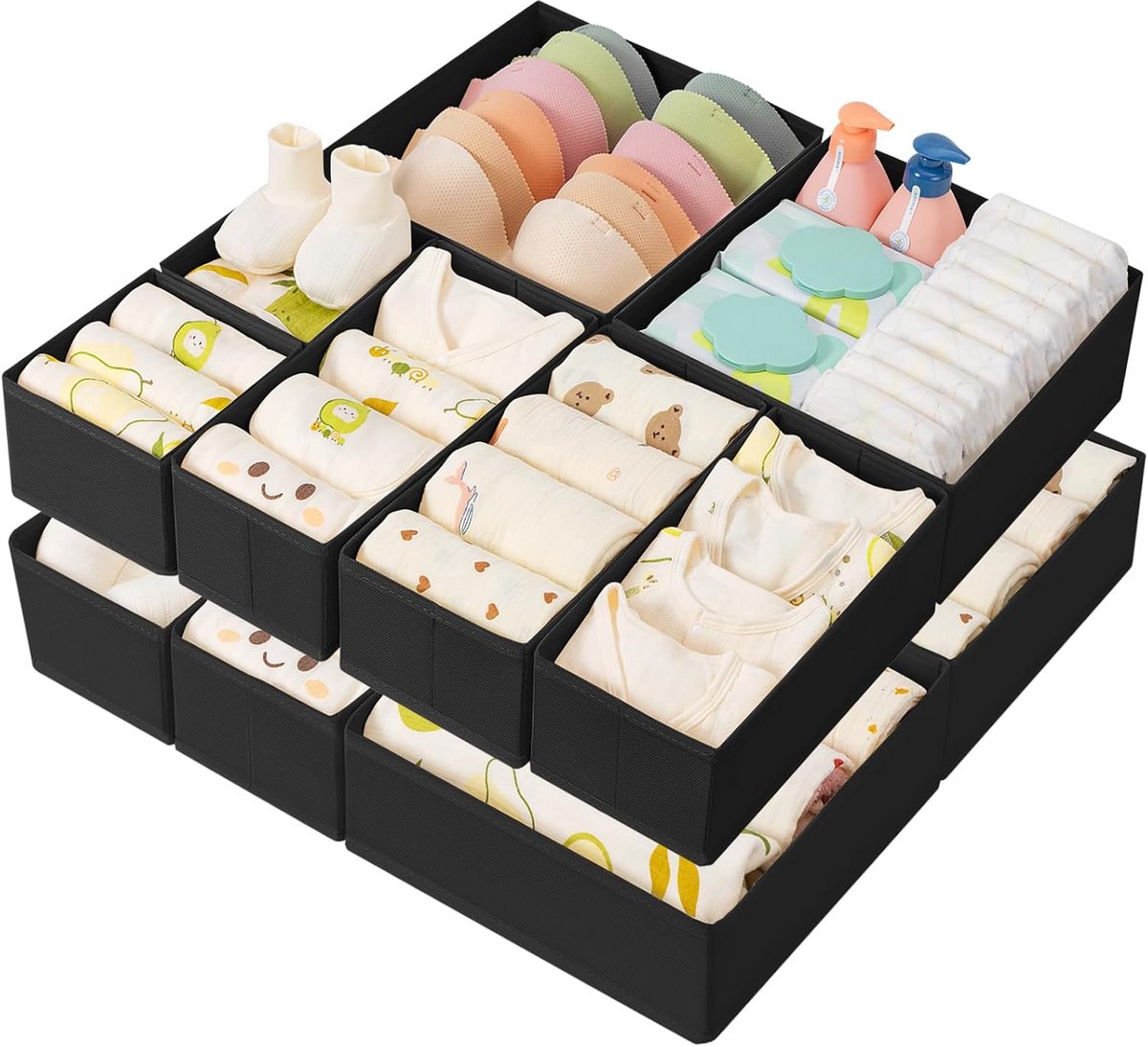 Set van 12 Opvouwbare Lade Organizers voor Ondergoed en Kleding