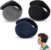 3 stuks oorwarmers - Oorwarmer - Hoofdband - Zachte Oorwarmer - Wintersport - Dames / Heren - Unisex - Comfort Oorkappen - voor hardlopen, fietsen en skiën in koud weer - zwart, blauw en grijs