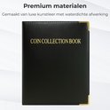 Zwart "Coin Collection Book" album van kunstleer met gouden details.