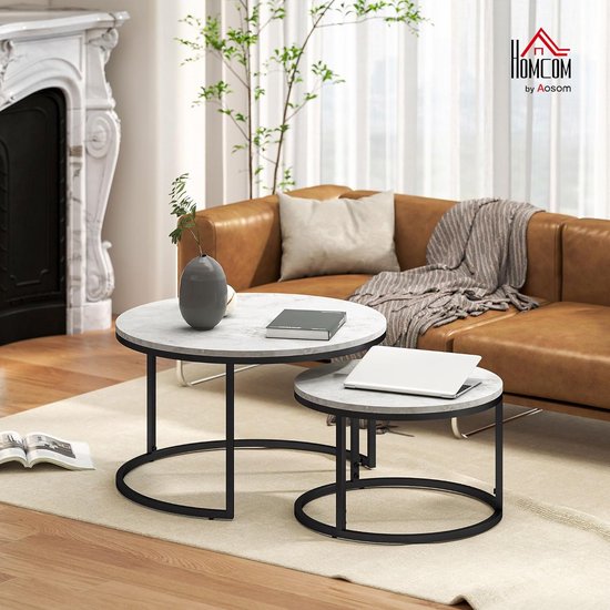 Set van 2 Stapelbare Ronde Salontafels met Industrieel Design | bol