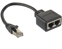 Netwerk internet verlengkabel CAT - RJ45 Koppelstuk - Netwerkverdeler 1-naar-2 - Splitst Aansluiting - Verlengt Signaal - 1 Stuks - Thuis Kantoor Zwart - Geschikt Voor Ethernet Cat5 Cat5e Cat6 Cat7