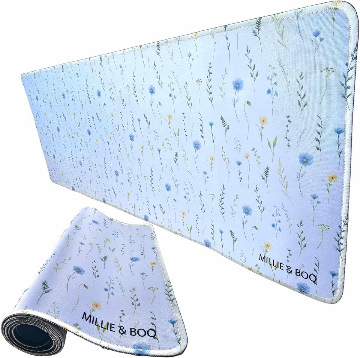 Grote Antislip Bureaumat met Levendige Lentebloemen Print 80x33 cm - Bureau- en Tafelbeschermer