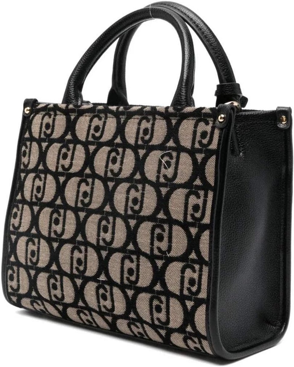 Dames Shopper Zwart met Logo Herhaling - Handtas met Afneembare Schouderriem